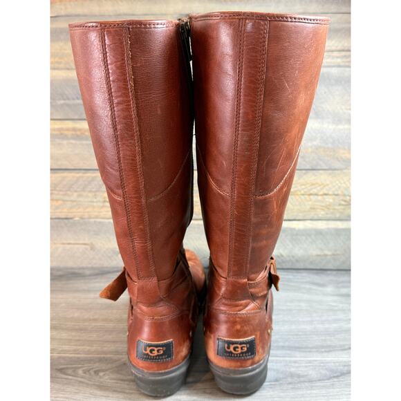 UGG Evanna Stout Tall Riding Boot Size 7.5 Zip Sherpa Fleece Lined Waterproof - Picture 9 of 16